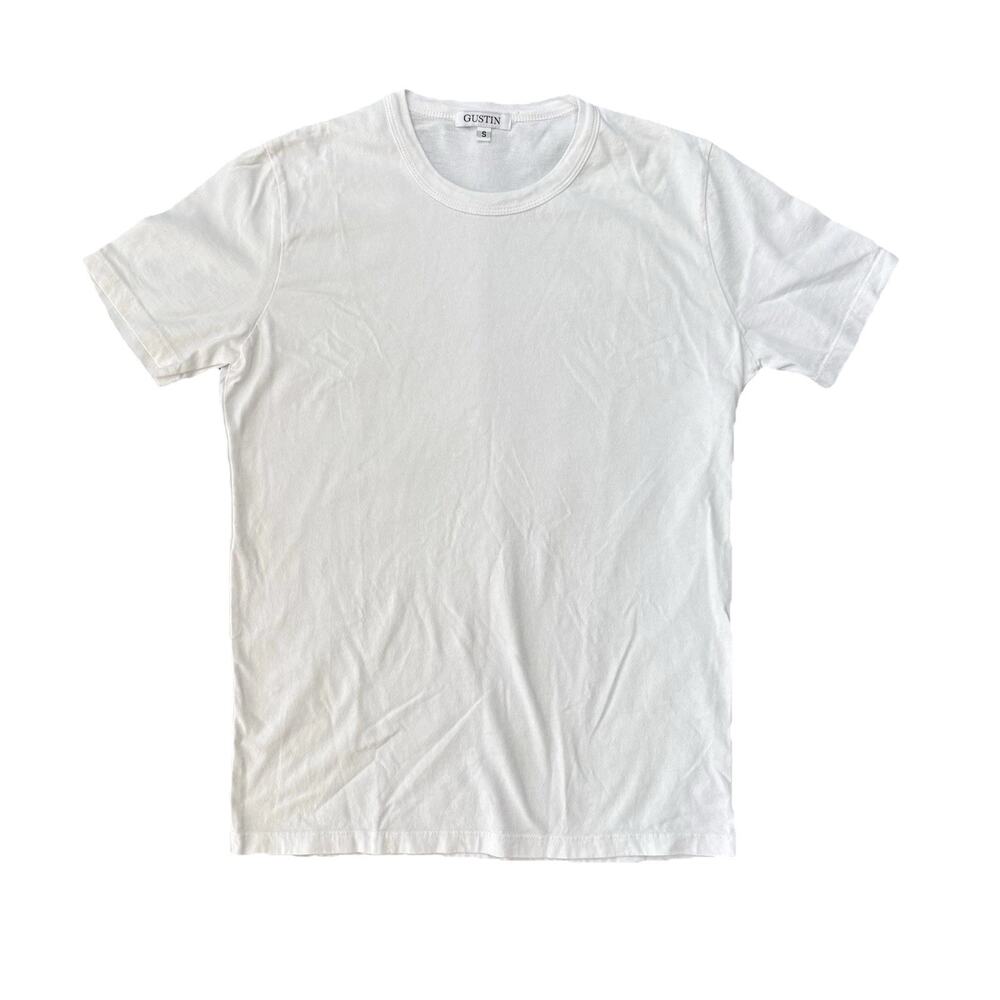 Gustin White Cotton Tee Shirt Women’s Size Small HOLE Classic Fit